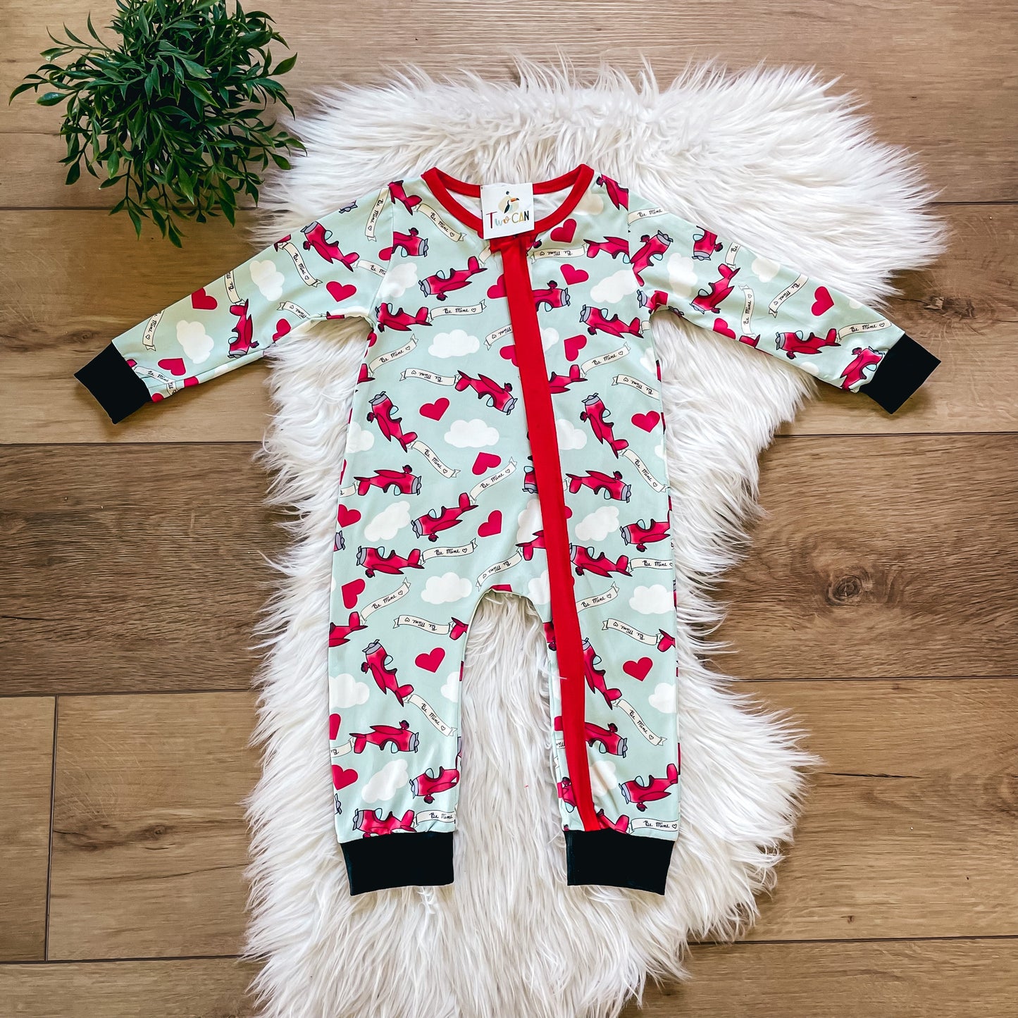 Be Mine Red Baron's Zipper Infant Romper by TwoCan