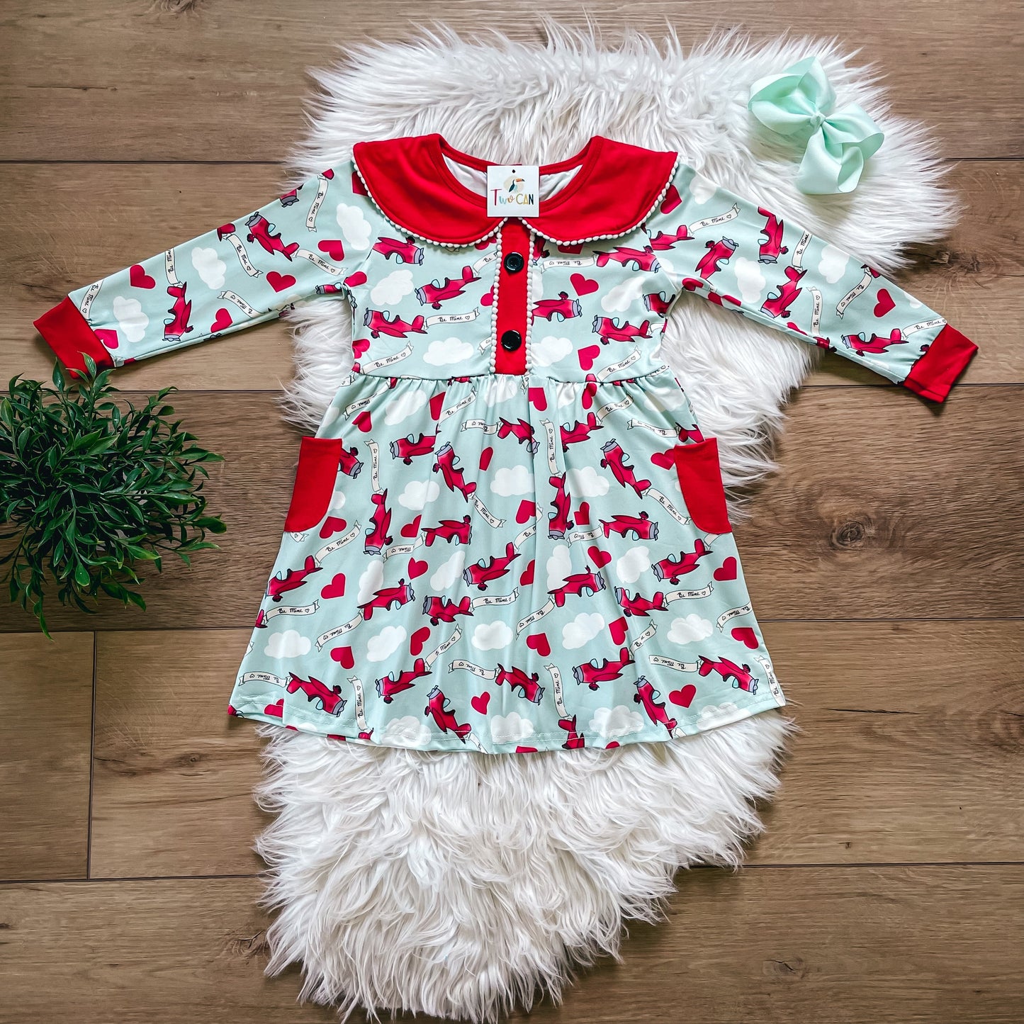 Be Mine Red Baron's Long Sleeve Dress by TwoCan