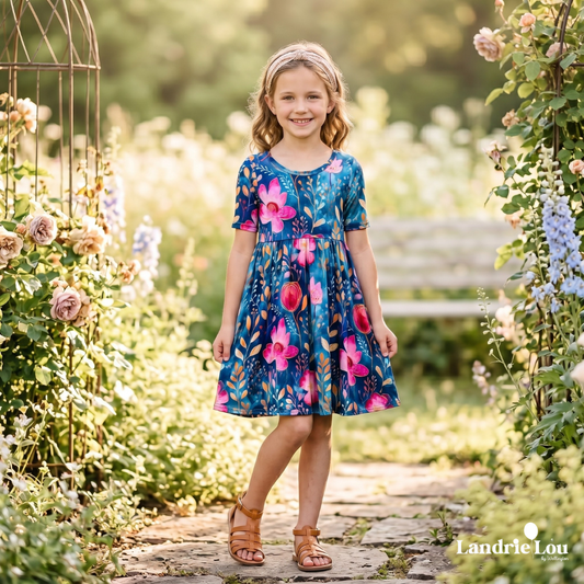 Midnight Magic Blooms All-Day Twirl Dress by Landrie Lou