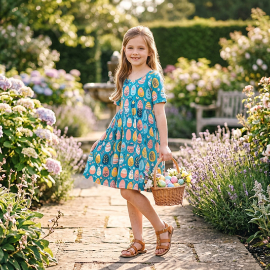 Teal Easter Eggs All-Day Twirl Dress by Landrie Lou