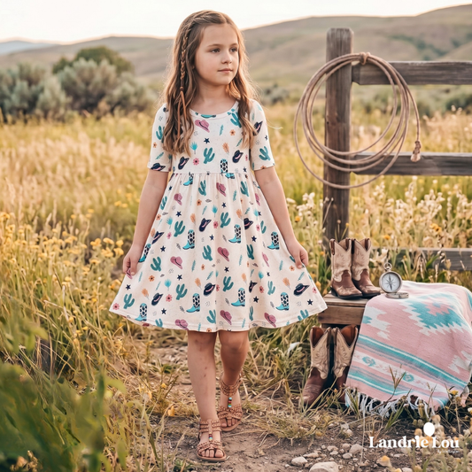Western Whimsy All-Day Twirl Dress by Landrie Lou