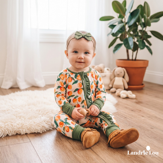 Peaches and Cream Zip & Play Romper by Landrie Lou