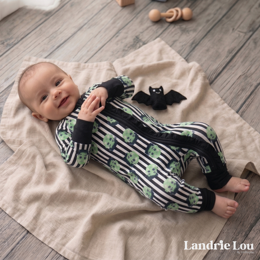 Frankie Stripes Zip & Play Romper by Landrie Lou
