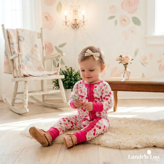 Cherry Darling Zip & Play Romper by Landrie Lou