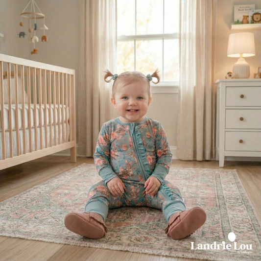 Blush Bunny Garden Zip & Play Romper by Landrie Lou