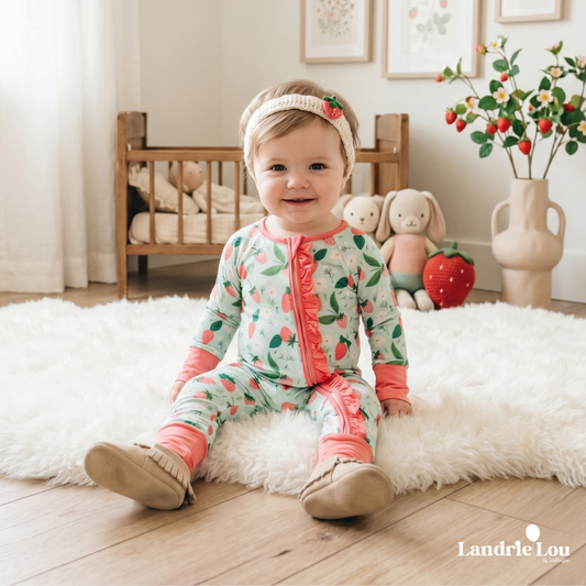 Strawberry Mint Zip & Play Romper by Landrie Lou