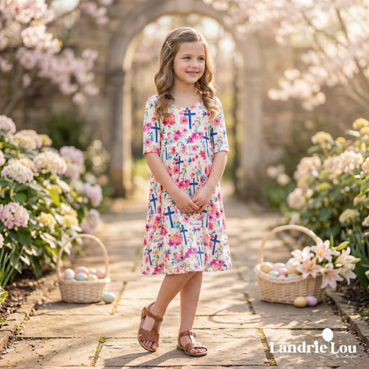 Floral Crosses All-Day Twirl Dress by Landrie Lou