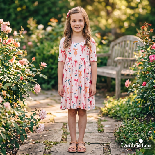 Blush Bows All-Day Twirl Dress by Landrie Lou