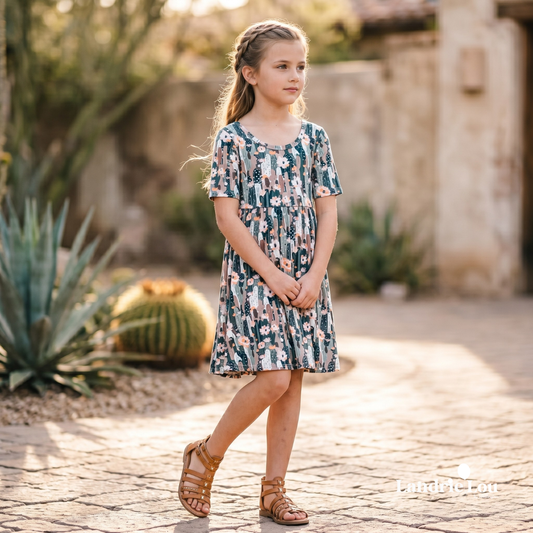 Cactus Camo All-Day Twirl Dress by Landrie Lou