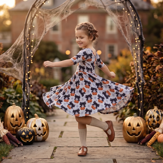 Pumpkins & Bows All-Day Twirl Dress by Landrie Lou