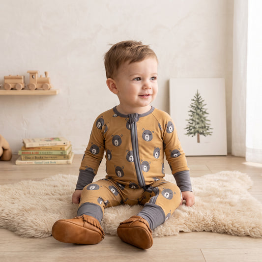 Bearly Awake Zip & Play Romper by Landrie Lou