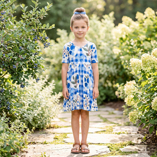 Blueberry Picnic All-Day Twirl Dress by Landrie Lou