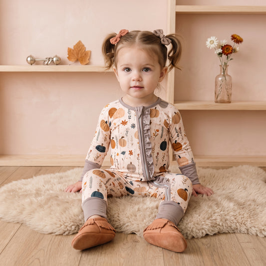 Little Pumpkin Garden Zip & Play Romper by Landrie Lou