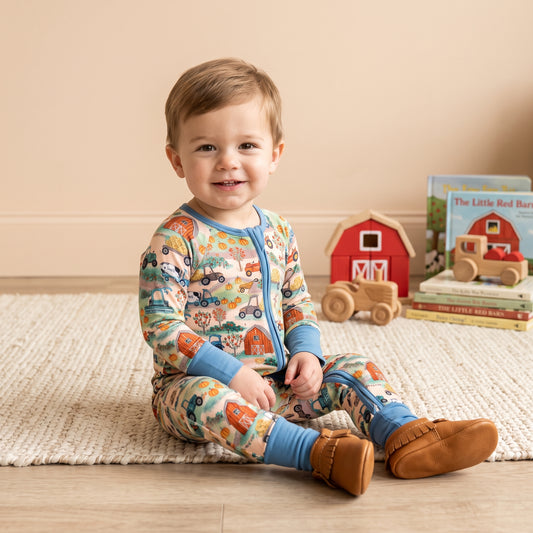 Tractor Trails Zip & Play Romper by Landrie Lou