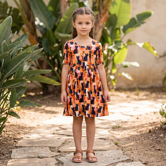 Black Cat Magic All-Day Twirl Dress by Landrie Lou
