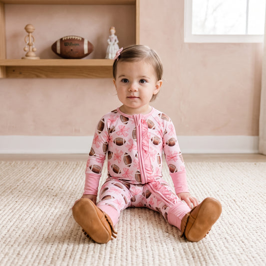 Friday Night Bows Zip & Play Romper by Landrie Lou