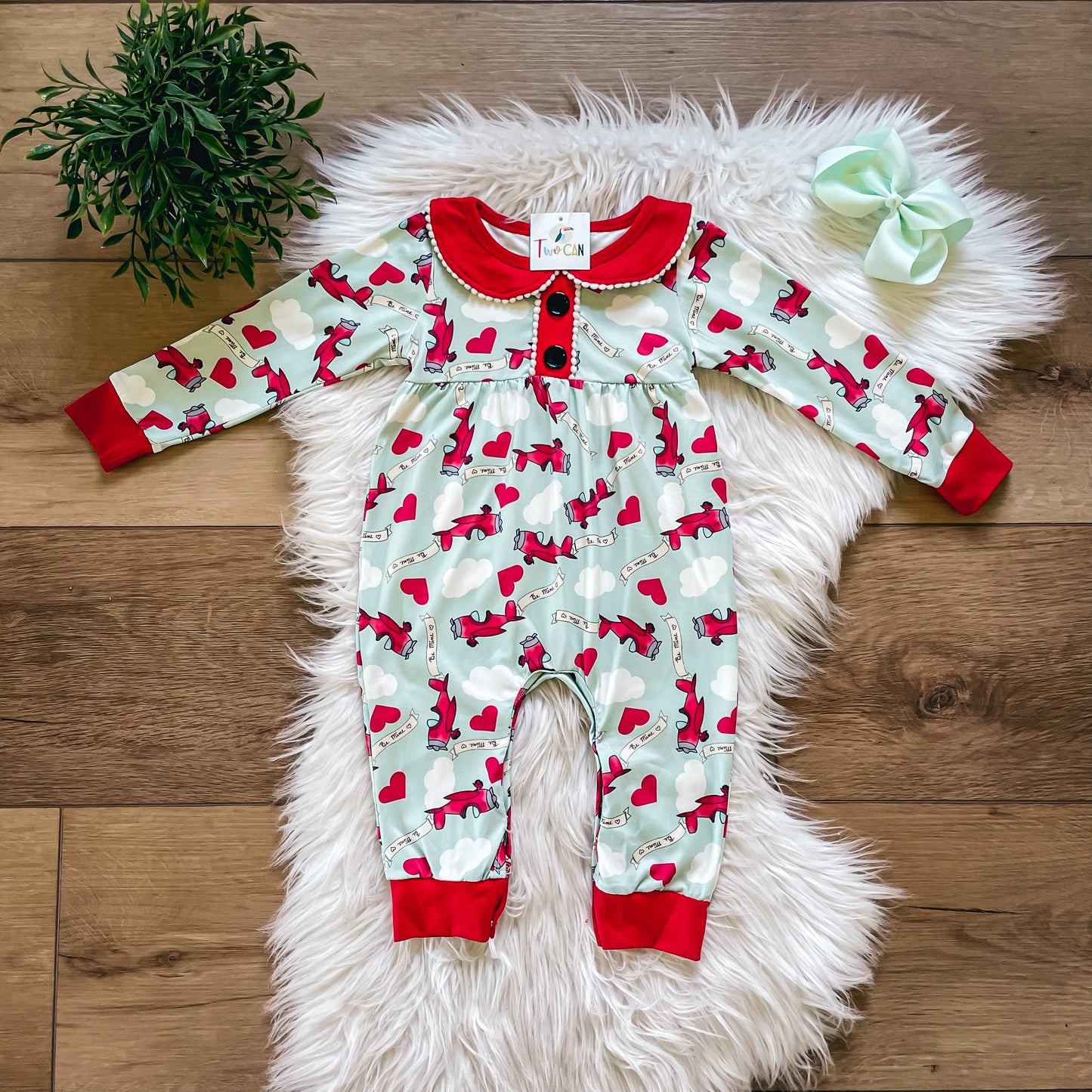 Be Mine Red Baron's Girls Infant Romper by TwoCan