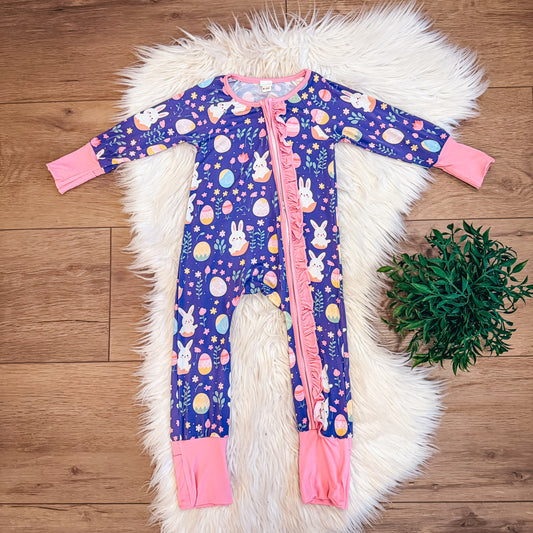 Easter Excitement Zip & Play Romper by Landrie Lou