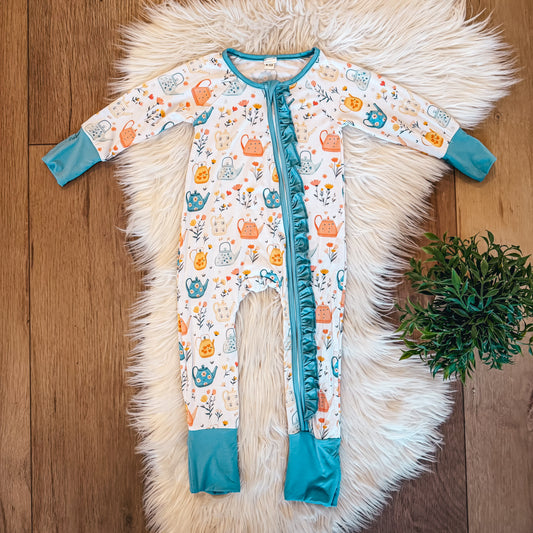 Teapot Zip & Play Romper by Landrie Lou